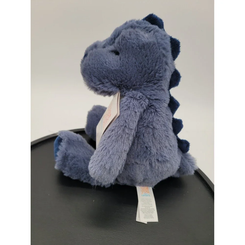 Carters Just One You Blue Dinosaur White Ribbed Tummy Lovey Stuffed Animal New